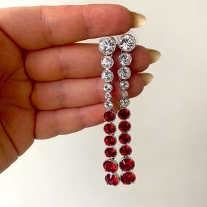 Red and Clear crystal drop earrings